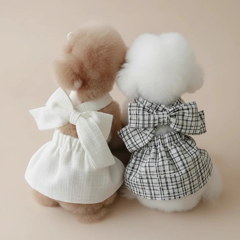 Pomeranian Maltese small dog cotton dress Curtsy Bow sweet elegant
