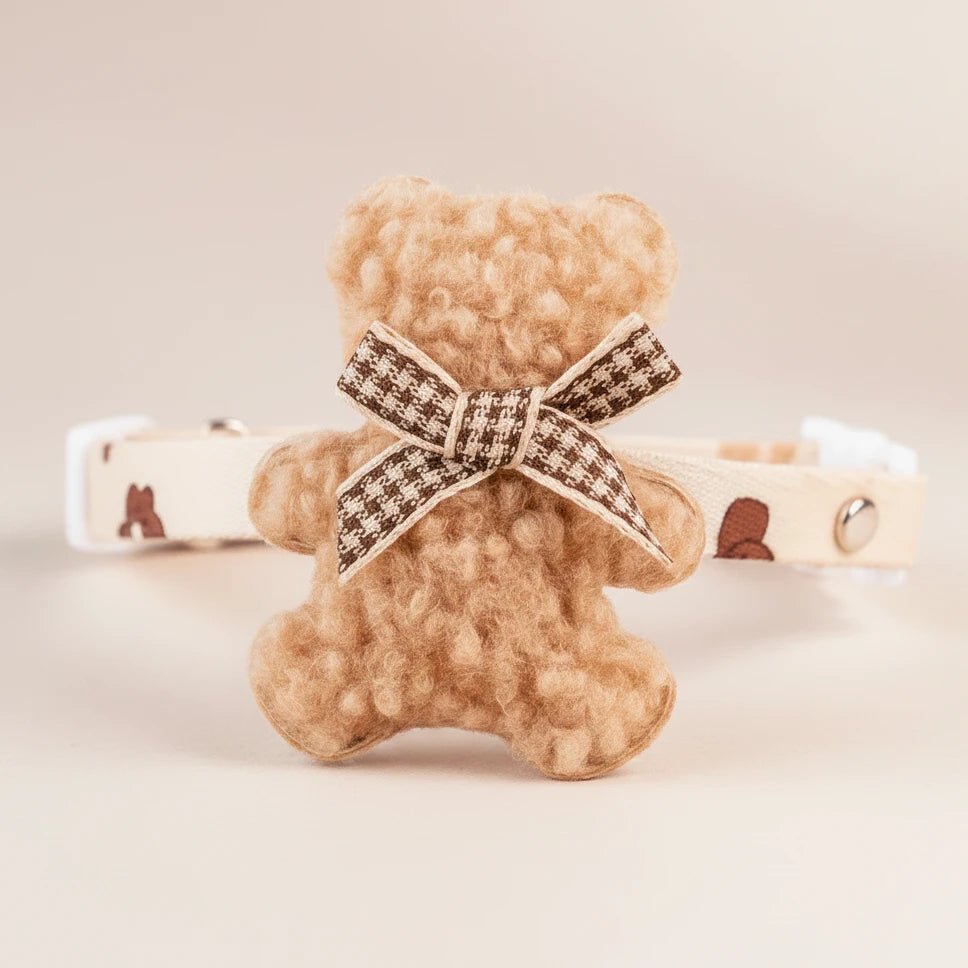 Maltese small dog decorative collar Blossom brown bear bow tie charm
