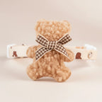 Maltese small dog decorative collar Blossom brown bear bow tie charm
