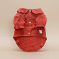 Small dog cotton shirt Rouge Strawberry Shirt rouge puff sleeves scalloped hem charming
