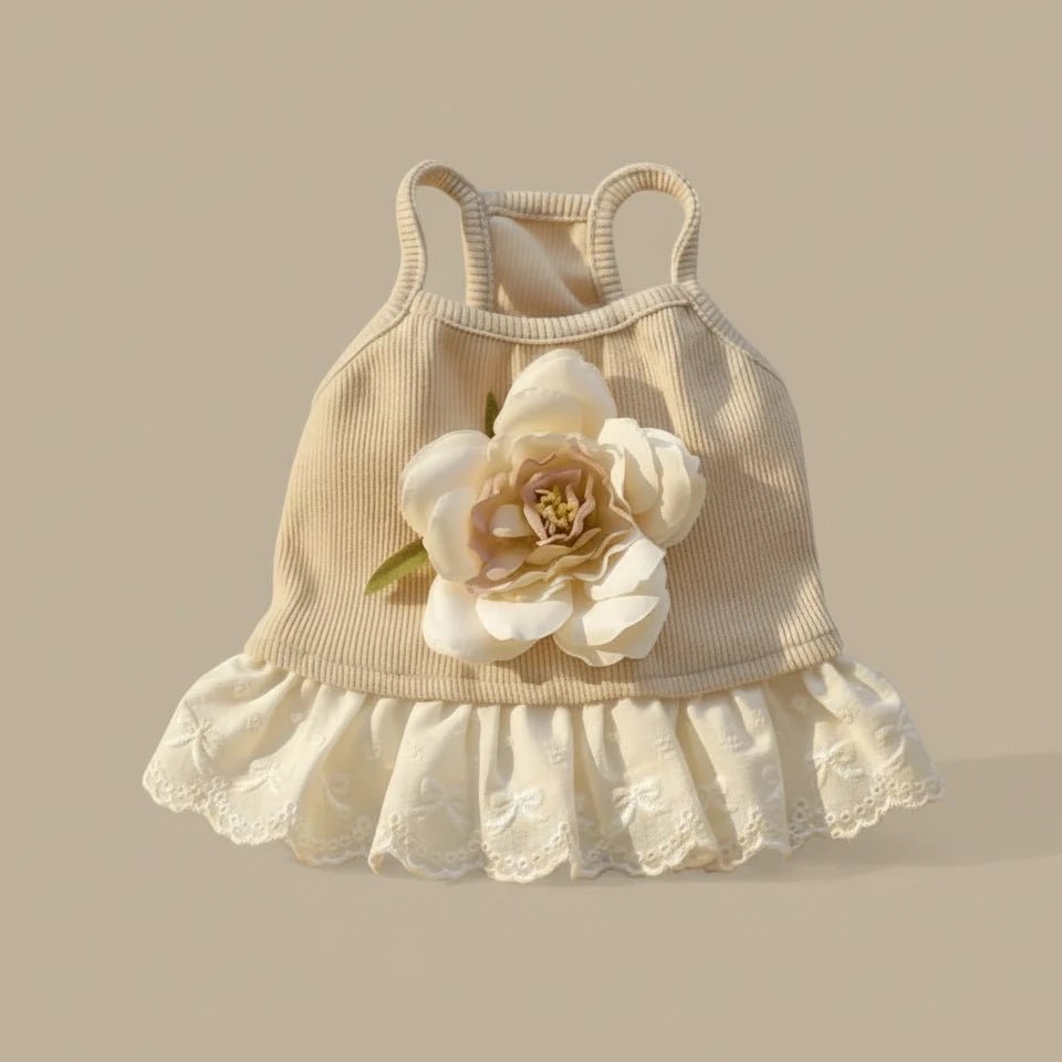 Florence Cotton Flower Dress by Mona & Milo featuring a floral pattern, sleeveless design, and lightweight cotton fabric.