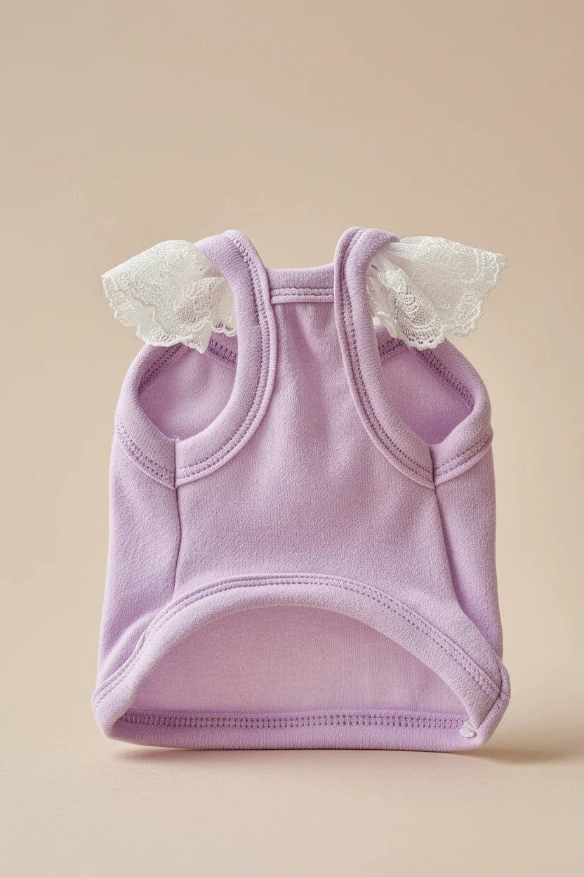 Sugarplum Lace Tank Top by Mona & Milo, close-up of soft lace fabric and sleeveless design in a stylish tank top style.