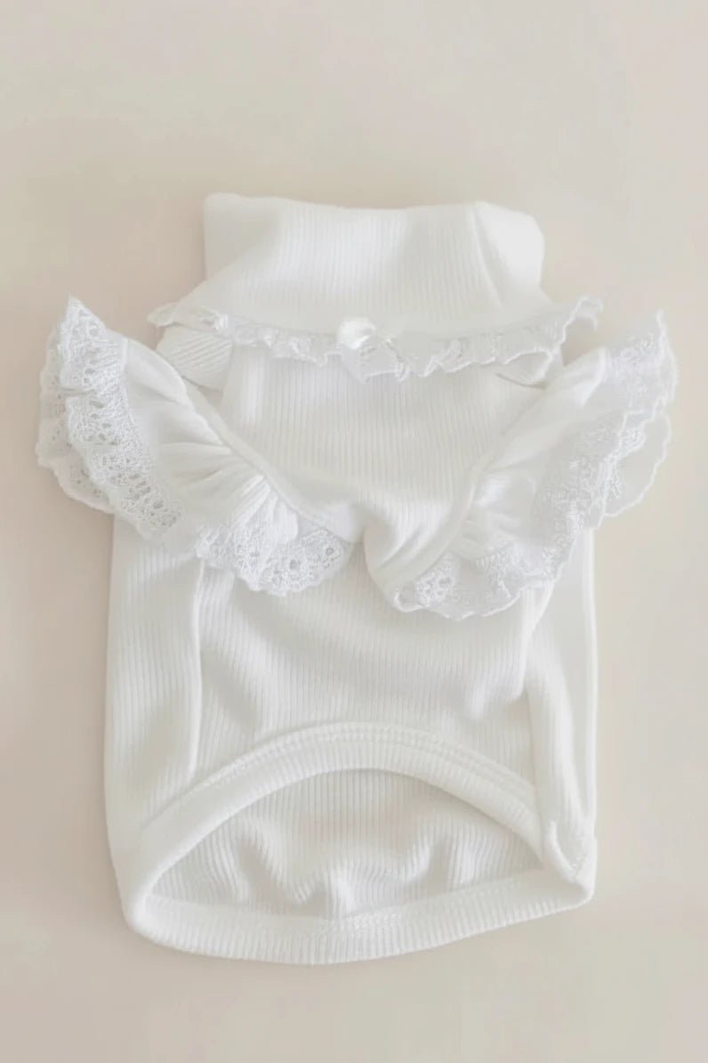 Mona & Milo Dreamy Lace Cotton Top with delicate lace details, long sleeves