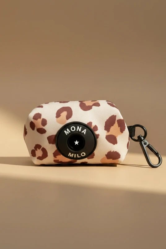 Leopard print dog harness poop bag holder Pomeranian size adjustable buckle
