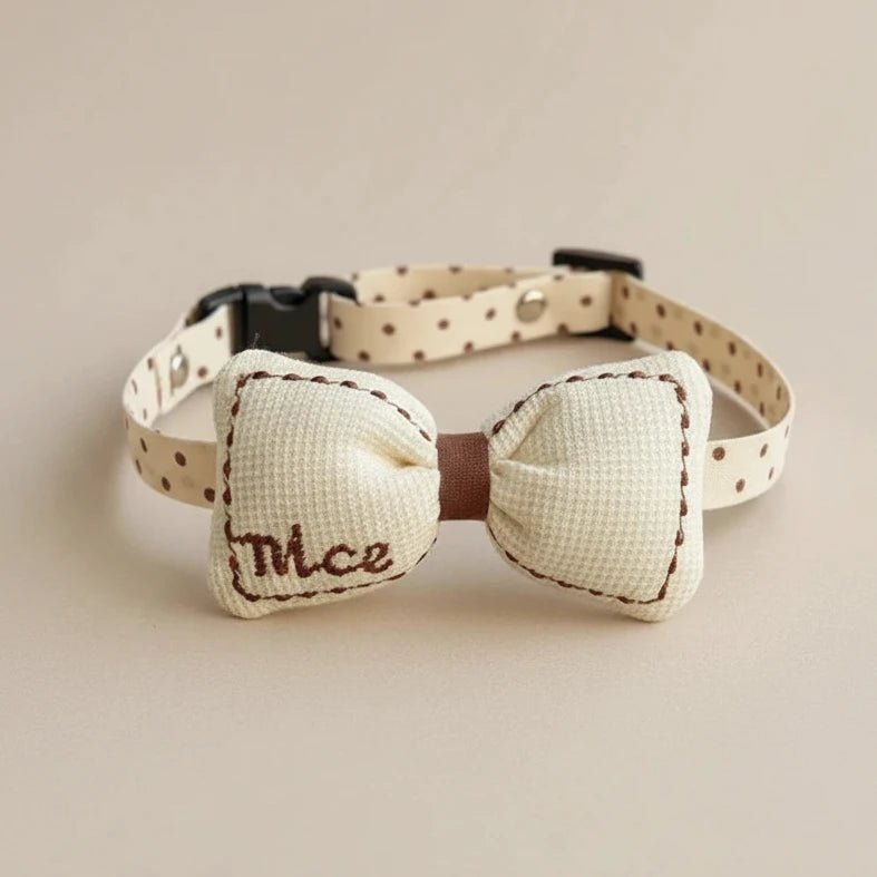 Chihuahua small dog decorative collar Willow brown bow cloth lightweight

