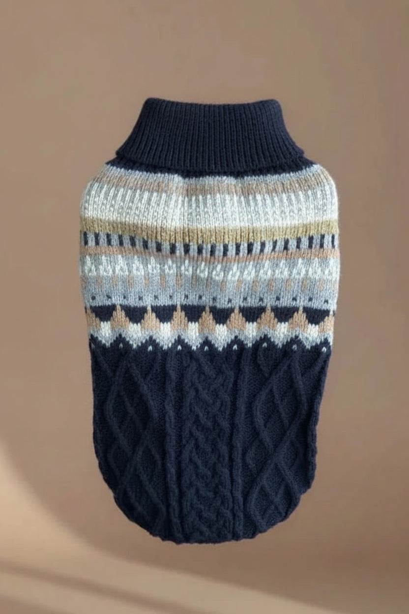 Beautiful small dog sweater for Chihuahua cream blue striped pattern
