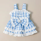 Mona & Milo Prinsy Daisy Ruffle Dress for girls, white dress with ruffle details and floral pattern,
