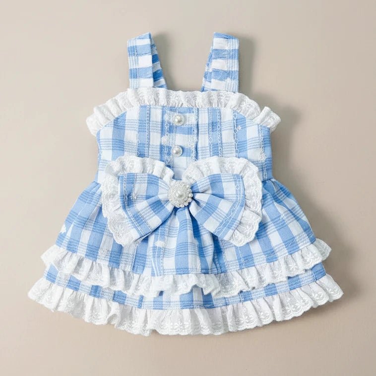 Mona & Milo Prinsy Daisy Ruffle Dress for girls, white dress with ruffle details and floral pattern,