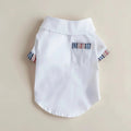 Small dog cotton shirt Henley white plaid details classic elegant
