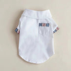 Small dog cotton shirt Henley white plaid details classic elegant
